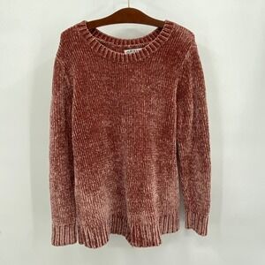 Orvis‎ Women's Large Chenille Ribbed Knit Sweater Pullover Top  Red Coral